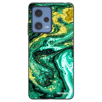 Picasee silikonowe czarne etui na Xiaomi Redmi Note 12 Pro 5G - Green Gold