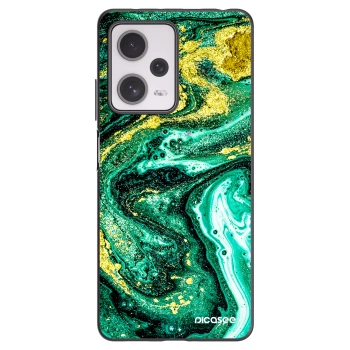 Picasee silikonowe czarne etui na Xiaomi Redmi Note 12 Pro+ 5G - Green Gold