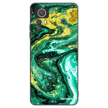 Picasee silikonowe czarne etui na Xiaomi Redmi Note 12S - Green Gold