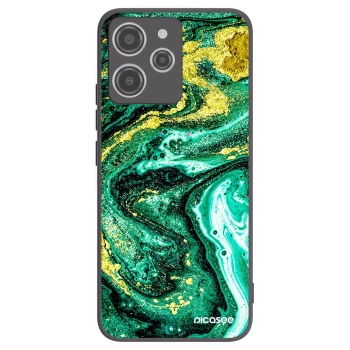 Picasee silikonowe czarne etui na Xiaomi Redmi 12 4G - Green Gold
