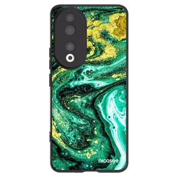 Picasee silikonowe czarne etui na Honor 90 5G - Green Gold