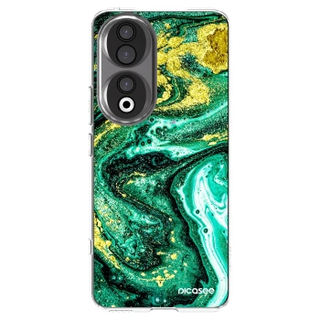 Picasee silikonowe przeźroczyste etui na Honor 90 5G - Green Gold