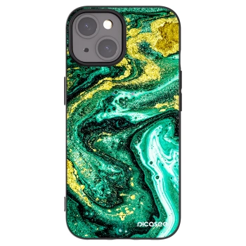 Picasee silikonowe czarne etui na Apple iPhone 15 - Green Gold