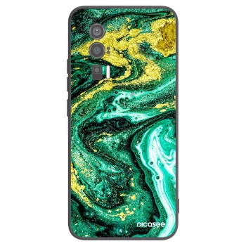 Picasee silikonowe czarne etui na Xiaomi Poco F5 Pro 5G - Green Gold