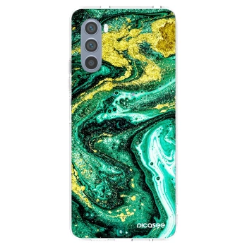Picasee silikonowe przeźroczyste etui na Motorola Moto G62 - Green Gold