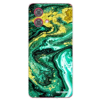 Picasee silikonowe przeźroczyste etui na Motorola Moto G84 5G - Green Gold
