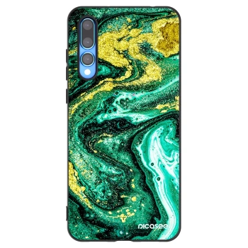 Picasee silikonowe czarne etui na Huawei P20 Pro - Green Gold
