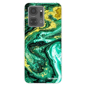 Picasee silikonowe przeźroczyste etui na Honor X7a - Green Gold