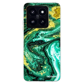 Picasee silikonowe przeźroczyste etui na Xiaomi 14 Pro - Green Gold