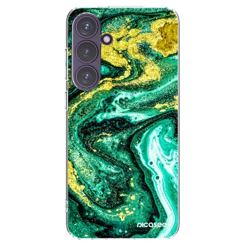 Picasee silikonowe przeźroczyste etui na Samsung Galaxy S24+ S926B 5G - Green Gold