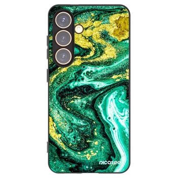 Picasee silikonowe czarne etui na Samsung Galaxy S24 S921B 5G - Green Gold