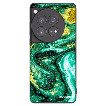 Picasee silikonowe czarne etui na OnePlus 12 5G - Green Gold