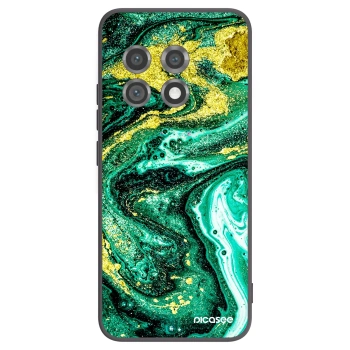 Picasee silikonowe czarne etui na OnePlus 11 5G - Green Gold