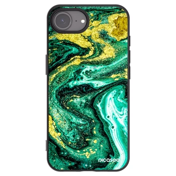 Picasee silikonowe czarne etui na Apple iPhone 16e - Green Gold