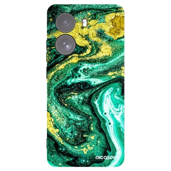Picasee silikonowe czarne etui na Xiaomi Poco X7 - Green Gold