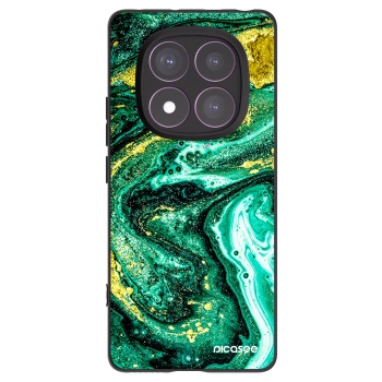 Picasee silikonowe czarne etui na Xiaomi Redmi Note 14 Pro 4G - Green Gold