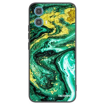 Picasee silikonowe czarne etui na Motorola Moto G34 5G - Green Gold