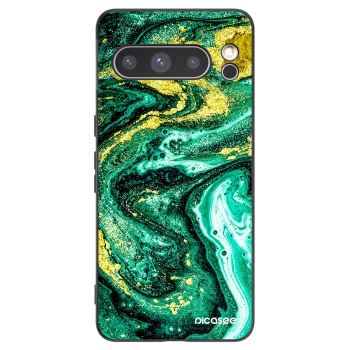 Picasee silikonowe czarne etui na Google Pixel 8 Pro - Green Gold