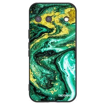 Picasee silikonowe czarne etui na Google Pixel 9 - Green Gold