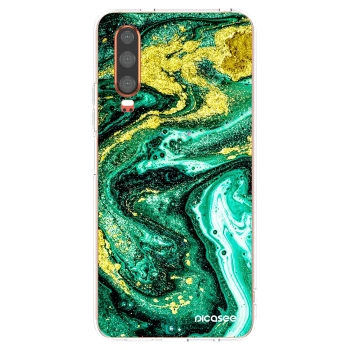 Picasee silikonowe przeźroczyste etui na Huawei P30 - Green Gold