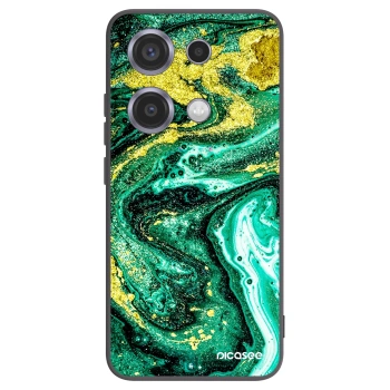 Picasee silikonowe czarne etui na Xiaomi Redmi Note 14S - Green Gold