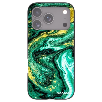 Picasee silikonowe czarne etui na Apple iPhone 17 Pro - Green Gold
