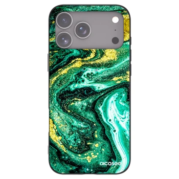 Picasee silikonowe czarne etui na Apple iPhone 17 Pro Max - Green Gold