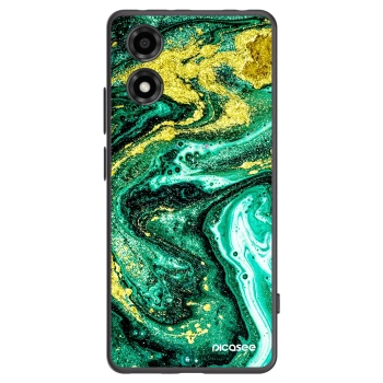 Picasee silikonowe czarne etui na Motorola Moto E14 - Green Gold