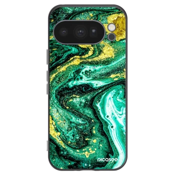 Picasee silikonowe czarne etui na Google Pixel 10 Pro - Green Gold