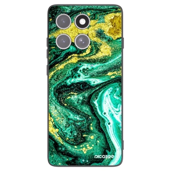 Picasee silikonowe czarne etui na Motorola Edge 60 Fusion - Green Gold