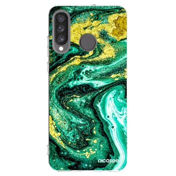 Picasee silikonowe przeźroczyste etui na Huawei P30 Lite - Green Gold
