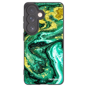 Picasee silikonowe czarne etui na Samsung Galaxy S26 - Green Gold