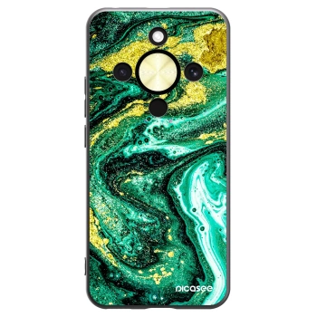 Picasee silikonowe czarne etui na Honor Magic8 Lite 5G - Green Gold