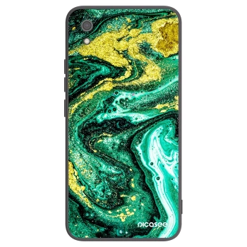 Picasee silikonowe czarne etui na Xiaomi Redmi 7A - Green Gold