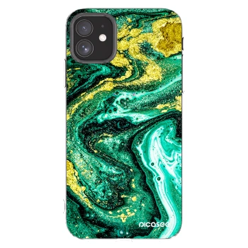 Picasee silikonowe przeźroczyste etui na Apple iPhone 11 - Green Gold