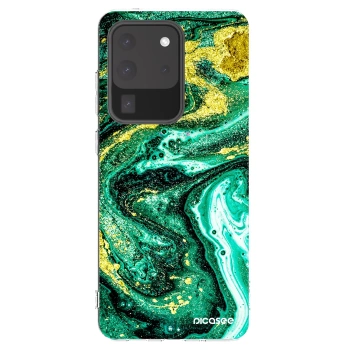 Picasee silikonowe przeźroczyste etui na Samsung Galaxy S20 Ultra 5G G988F - Green Gold