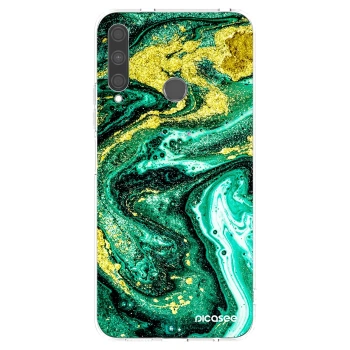 Picasee silikonowe przeźroczyste etui na Huawei P40 Lite E - Green Gold