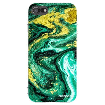 Picasee silikonowe przeźroczyste etui na Apple iPhone SE 2020 - Green Gold