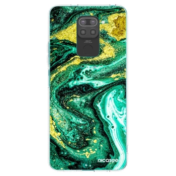 Picasee silikonowe czarne etui na Xiaomi Redmi Note 9 - Green Gold