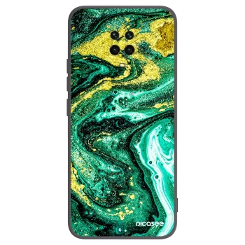 Picasee silikonowe czarne etui na Xiaomi Redmi Note 9S - Green Gold