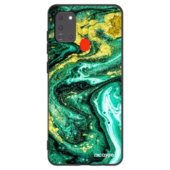 Picasee silikonowe czarne etui na Samsung Galaxy A21s - Green Gold