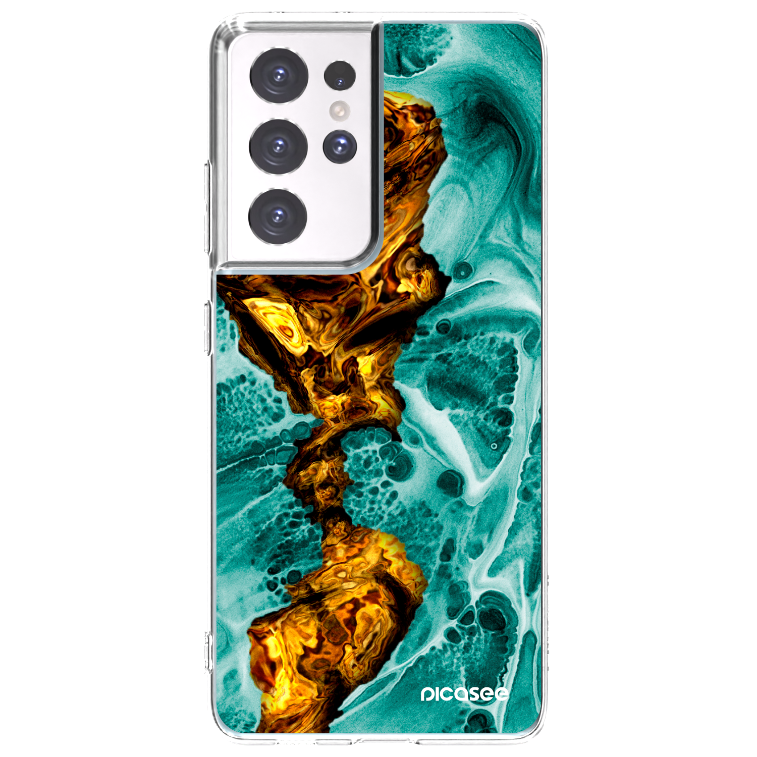 Picasee silikonowe przeźroczyste etui na Samsung Galaxy S21 Ultra 5G G998B - Goldsky