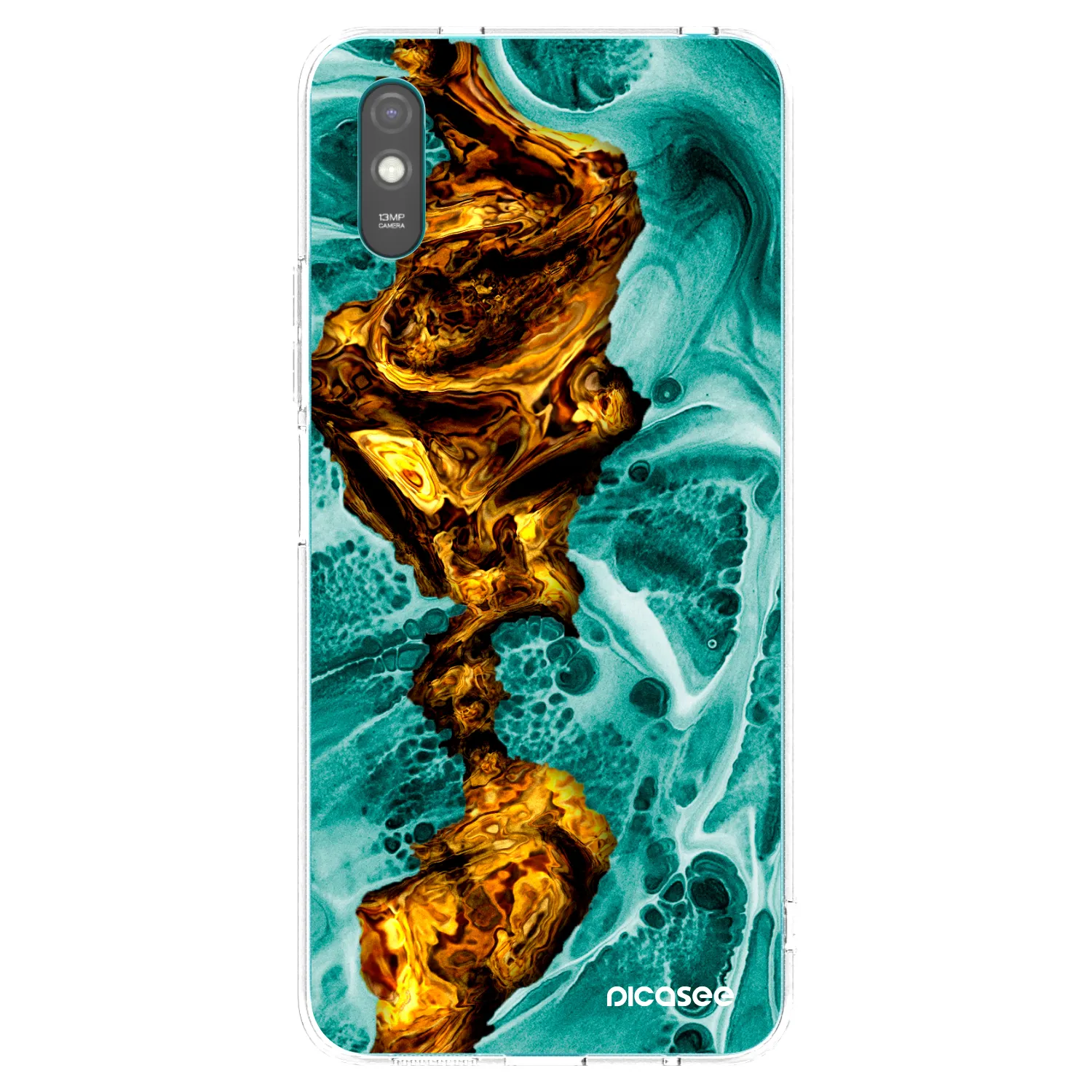 Picasee silikonowe przeźroczyste etui na Xiaomi Redmi 9AT - Goldsky