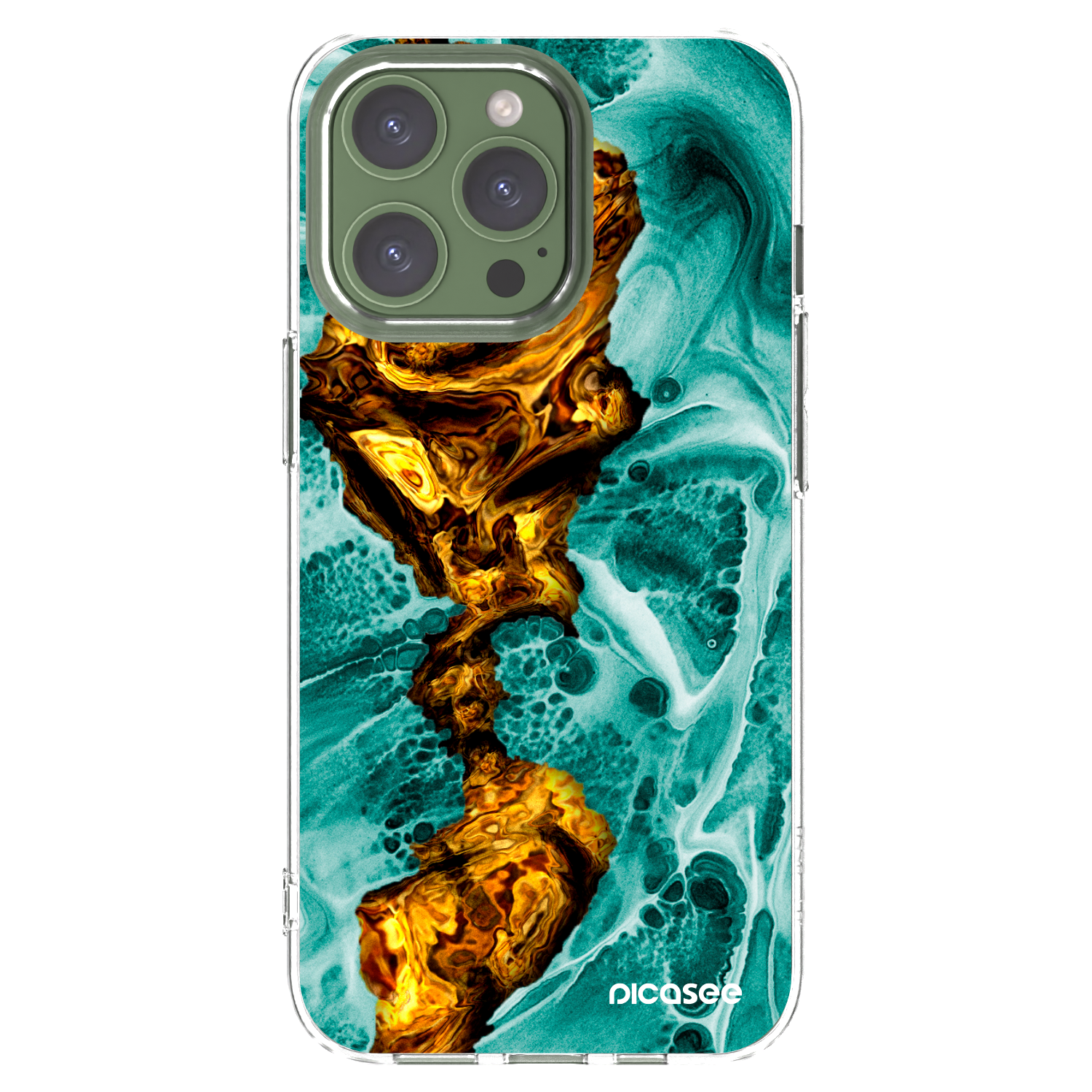 Picasee silikonowe przeźroczyste etui na Apple iPhone 13 Pro - Goldsky