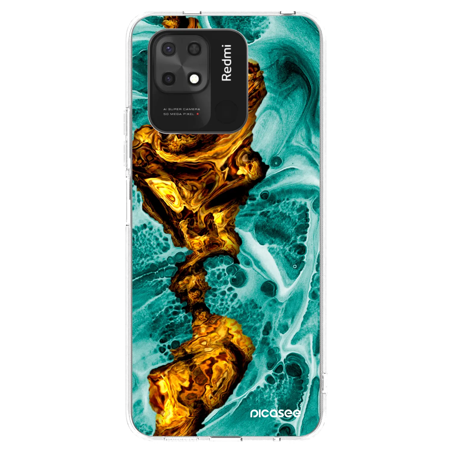 Picasee silikonowe przeźroczyste etui na Xiaomi Redmi 10C - Goldsky
