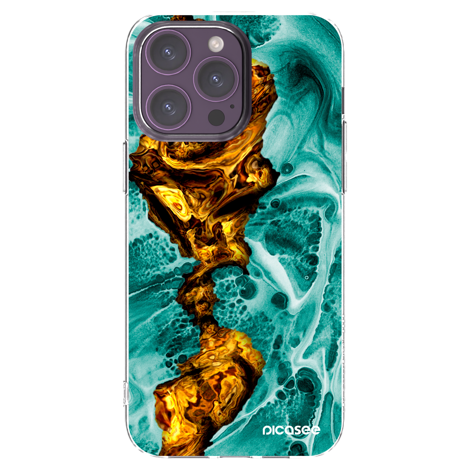 Picasee silikonowe przeźroczyste etui na Apple iPhone 14 Pro Max - Goldsky