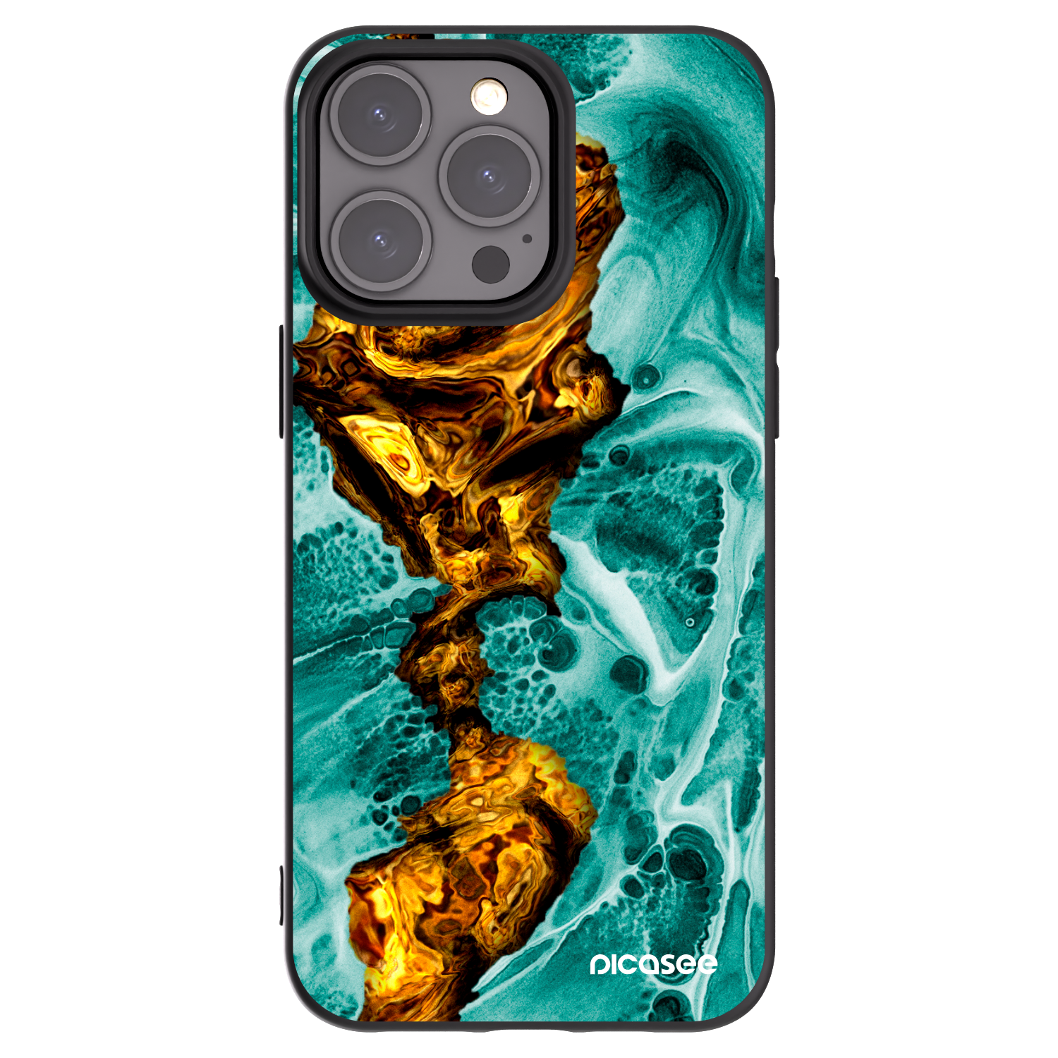Picasee silikonowe czarne etui na Apple iPhone 15 Pro Max - Goldsky
