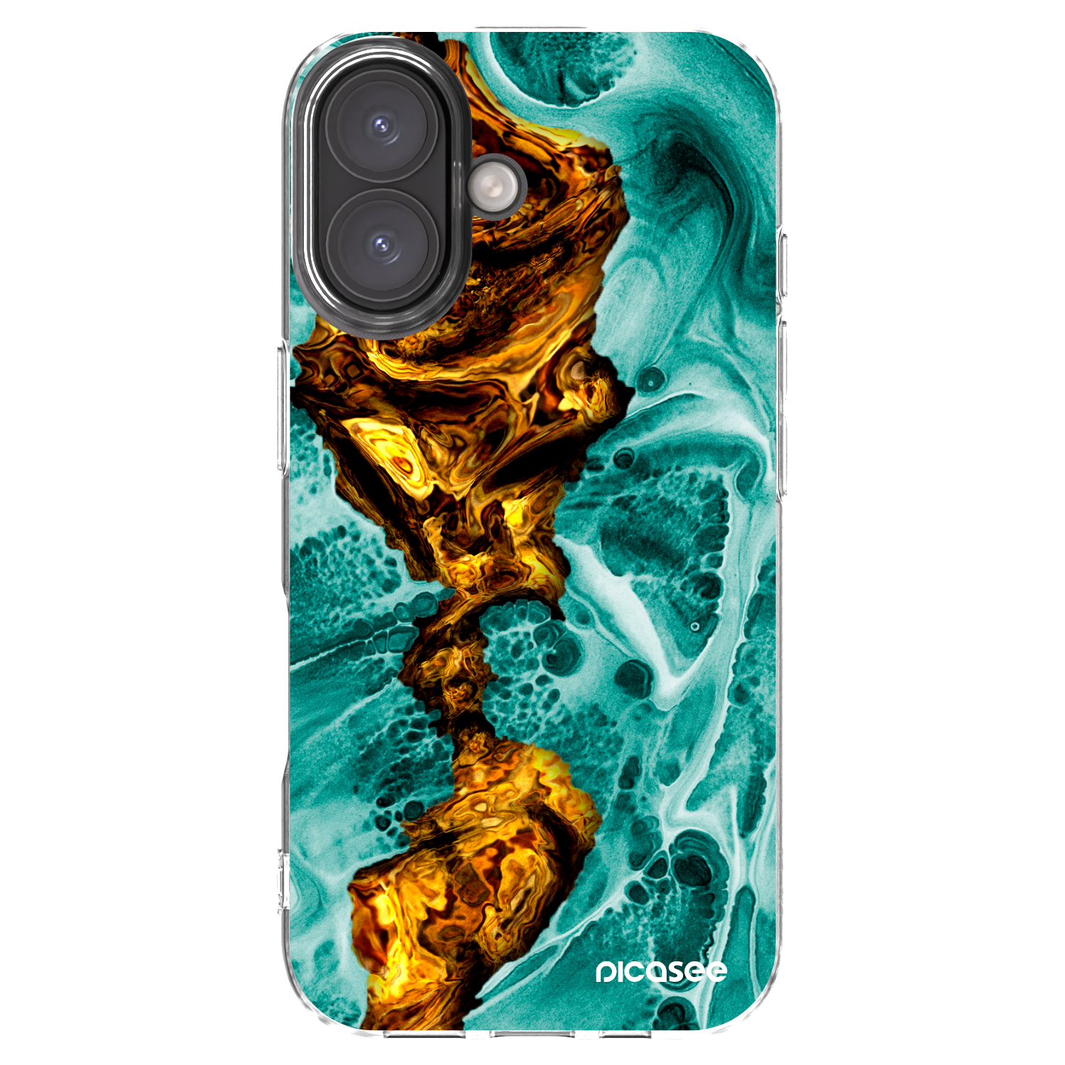 Picasee silikonowe przeźroczyste etui na Apple iPhone 16 - Goldsky