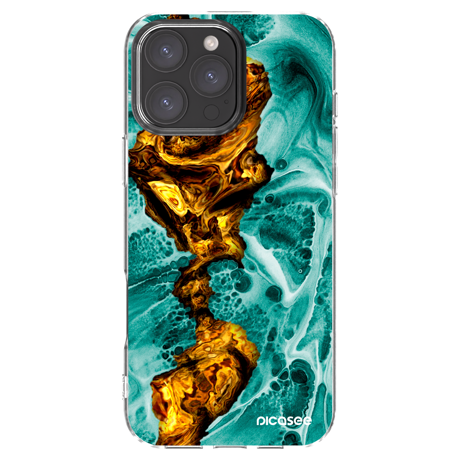 Picasee silikonowe przeźroczyste etui na Apple iPhone 16 Pro Max - Goldsky