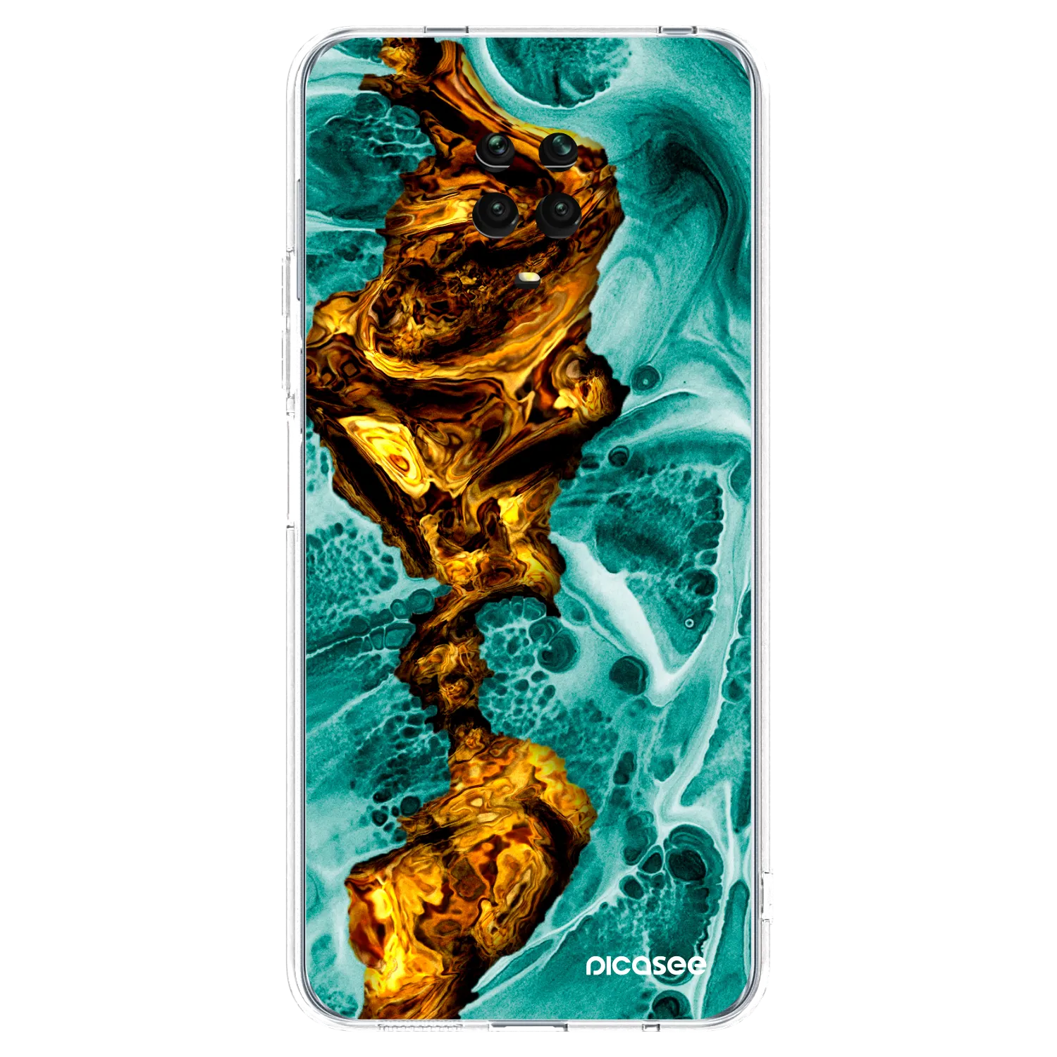 Picasee silikonowe przeźroczyste etui na Xiaomi Redmi Note 9 Pro - Goldsky